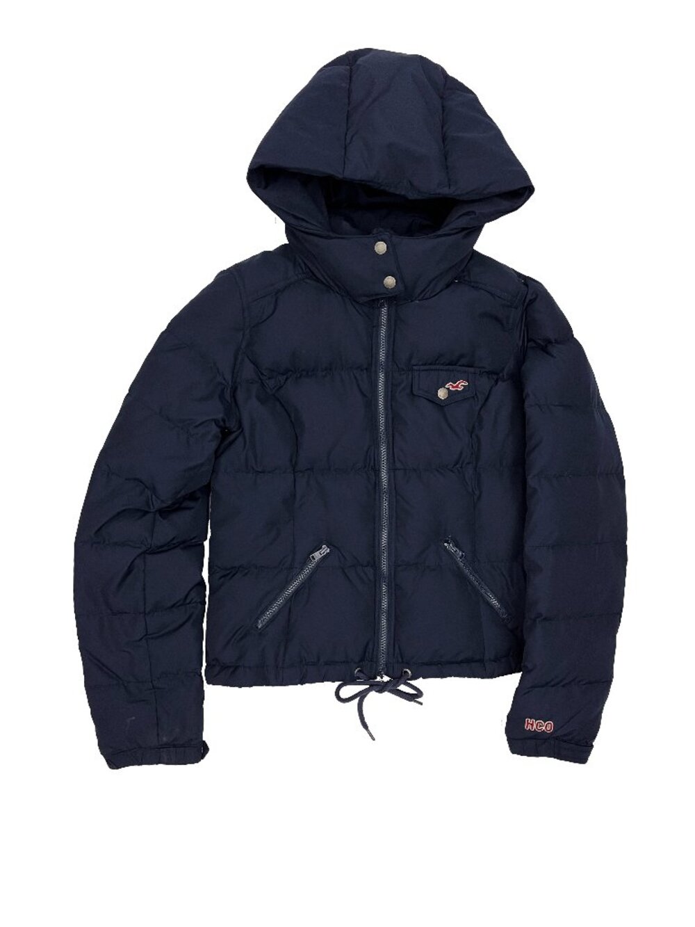 Hollister Down Feather Hooded Blue Puffer Jacket Coat Womens L